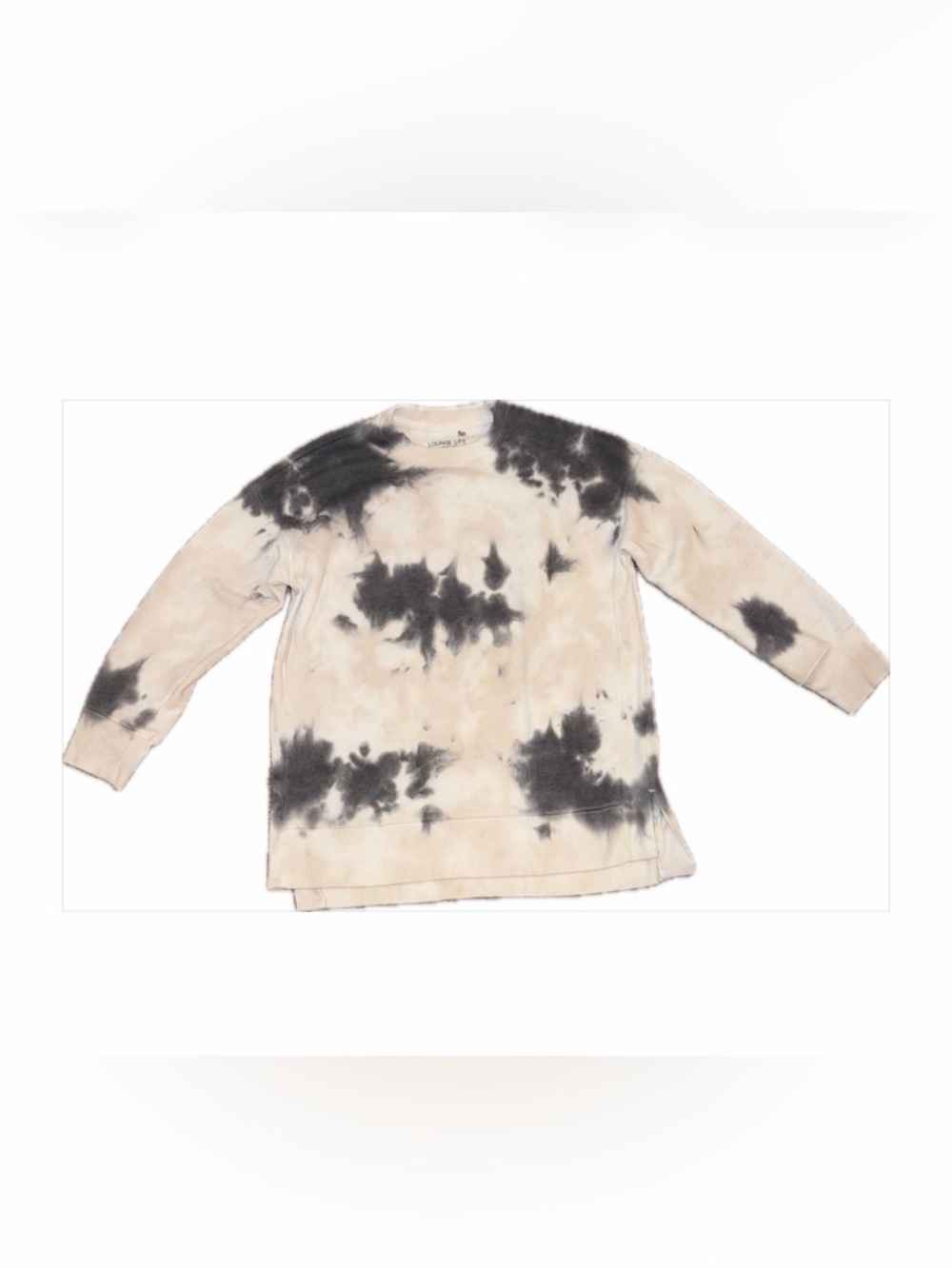SO Beige & Black Tie-Dye Oversized Crewneck Sweatshirt